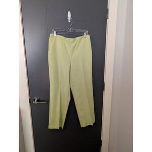 Alfred Dunner Lime Green Textured‎ Elastic Waist Comfort Fit Pull-On Pants -14
